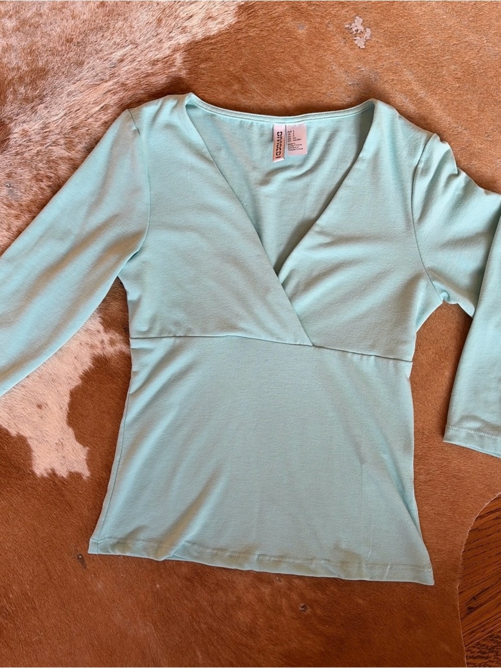 Aqua Blue Wrap-Front Women's Top